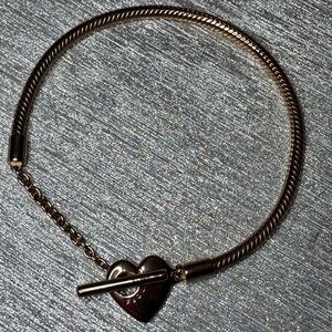 Pandora Rose Gold Heart T-Bar Snake Chain Bracelet